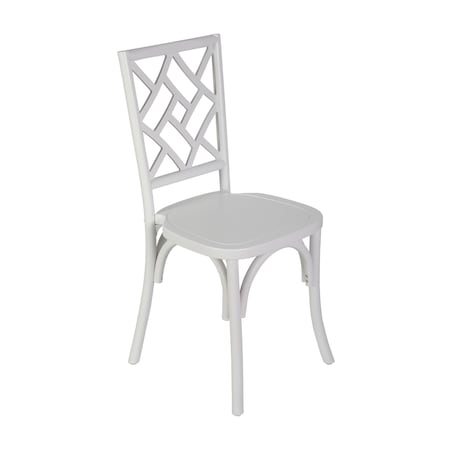 Flash Furniture Brooklyn Commercial Grade White Solid Wood Stackable Dining Chair with Intricate Back Detail ZH-8100-5-WHT-GG
